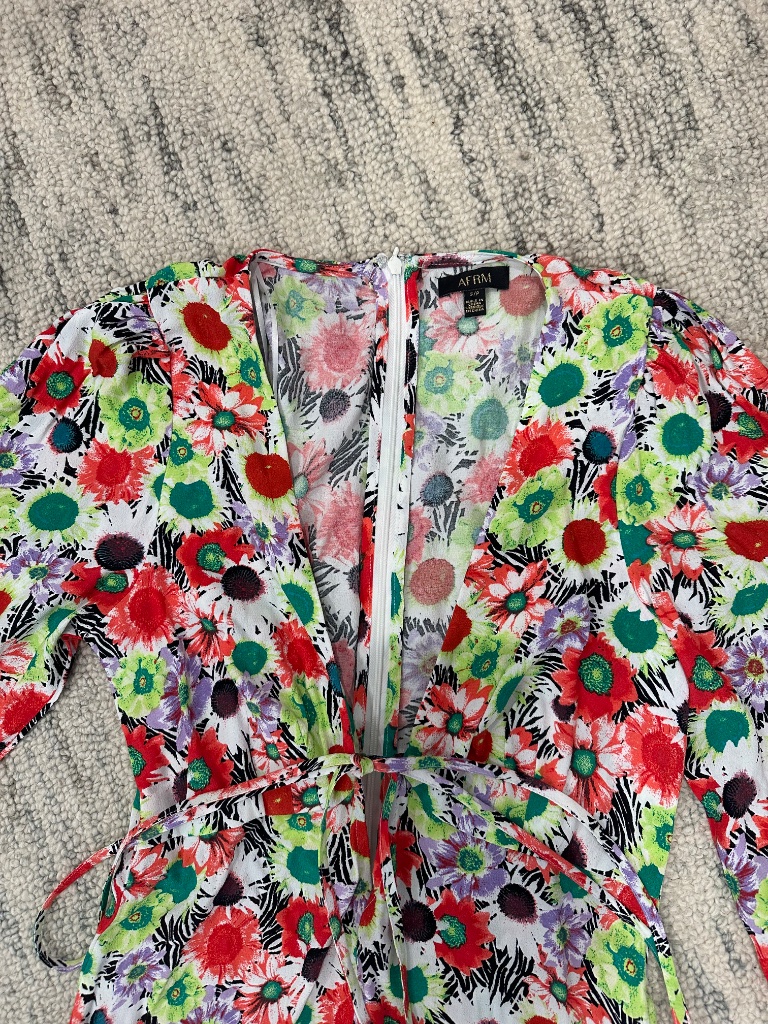 Afrm Long Sleeve Multi Print Short Dress In Size S — image 3 of 8